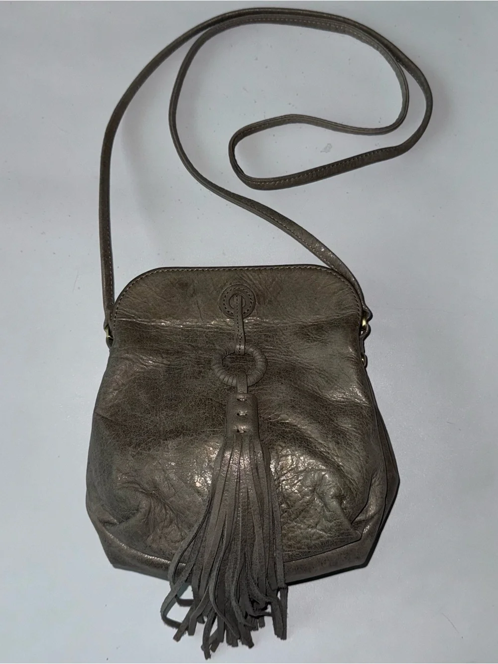 HOBO Birdy Crossbody Purse Tassel (Heavy Metal) 100% Genuine Leather NWOT!